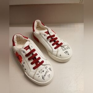 Dolce & Gabbana Girls Poppy And Graffiti Printed Low Top Sneakers